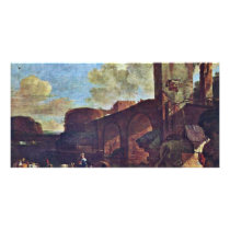 Broad River With Arch Bridge By Asselijn Jan Personalized Photo Card