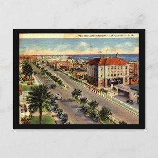 Broadway, Corpus Christi Texas Vintage postcard