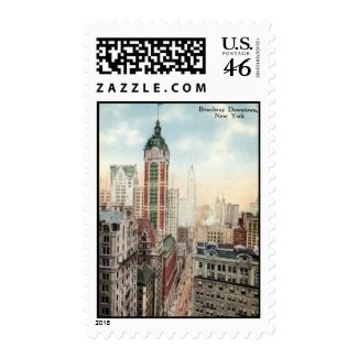 Broadway Downtown NYC Vintage 1913 stamp