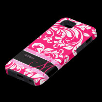 Broadway Pink and white floral damask w/ monogram casemate cases
