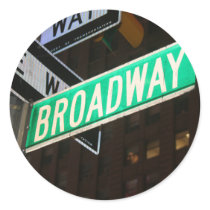 Broadway Street Sign Round Stickers
