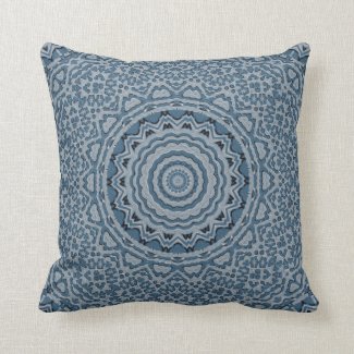 Brocade Steel Blue Throw Pillow