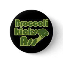 Broccoli Kick Ass Funny Vegan Pin
