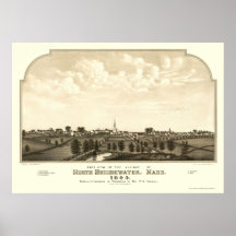 Brockton, MA Panoramic Map - 1844 Posters