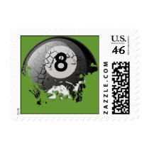 Broken and Cracked 8 Ball Postage