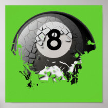 Broken and Cracked 8 Ball Poster