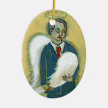 Broken Angel Man humility humanity unique art Christmas Tree Ornaments