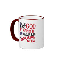 Broken arm form god mug