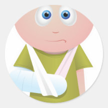broken arm round stickers