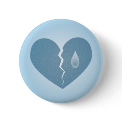 Broken Blue Heart Button by mariannegilliand