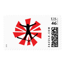 broken glas ski jump postage stamp
