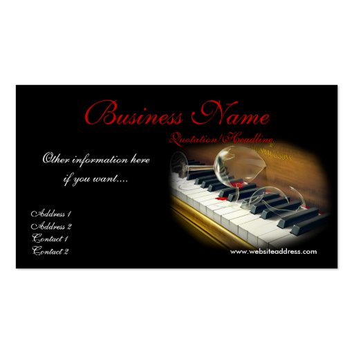 Broken Glass on Piano Keys Business Cards (front side)