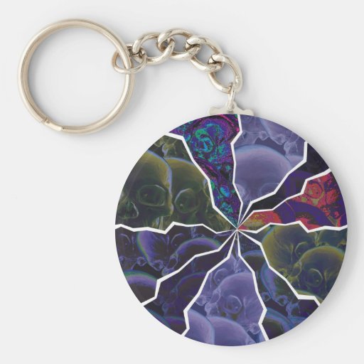 Broken Glass Skulls Design Keychain
