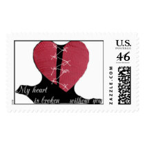 broken heart postage stamp