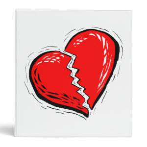 broken heart red graphic vinyl binder