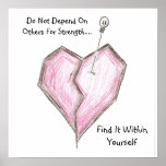 Broken Heart Skull Canvas, Do Not Depend On Poster