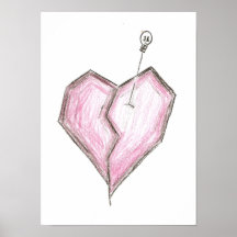 Broken Heart & Skull Canvas Posters