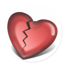 broken heart round stickers