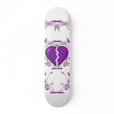 Broken Heart / Tribal Artwork (purple) Skateboard by spiritswitchboard