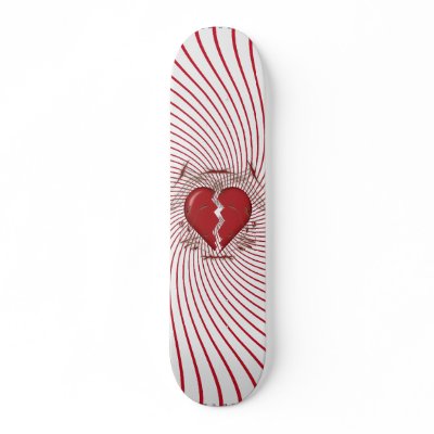 Broken Heart & Tribal Artwork: Red: Skateboard by spiritswitchboard