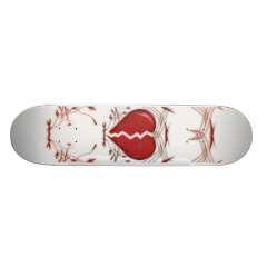 Broken Heart & Tribal Artwork: Red: Skateboard