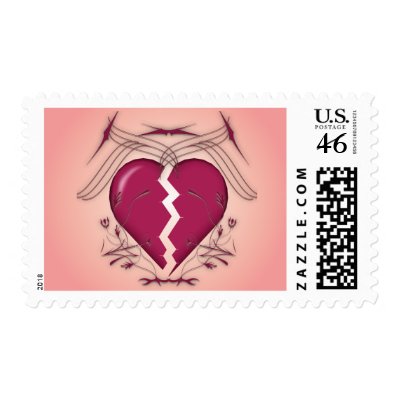 Broken Heart & Tribal Graphics: Custom Postage by spiritswitchboard