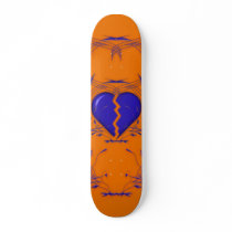 Broken Heart / Tribal Skateboard (orange & blue)