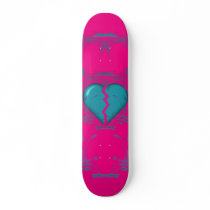 Broken Heart / Tribal Skateboard (purple & aqua)