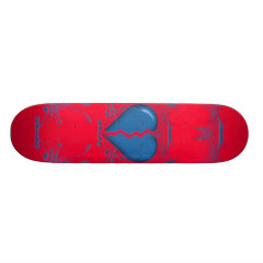 Broken Heart / Tribal Skateboard (red & blue)