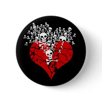 Broken Heart with Skulls Button