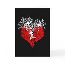 Broken Heart with Skulls Greeting Cards