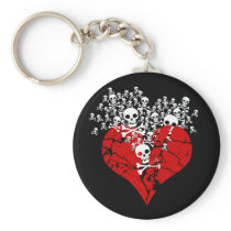 Broken Heart with Skulls Key Chain