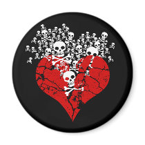 Broken Heart with Skulls Fridge Magnets