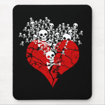 Broken Heart with Skulls Mousepad