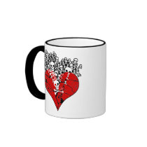 Broken Heart with Skulls Coffee Mugs