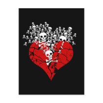 Broken Heart with Skulls Post Card