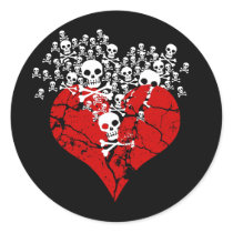 Broken Heart with Skulls Stickers