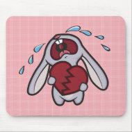 Broken Hearted Bunny on Pink Checks Mousepad mousepad
