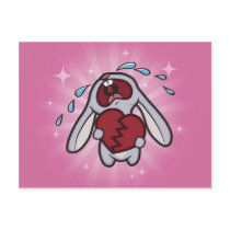 Broken Hearted Bunny (Pink) Postcard Art by BawlingBunny Broken Hearted Bunny (Pink) Postcard Art