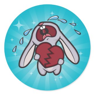 Broken Hearted Bunny with Blue Starburst sticker
