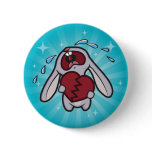 Broken Hearted Bunny with Blue Sunburst Button
