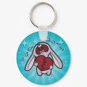 Broken Hearted Bunny with Blue Sunburst Keychain keychain