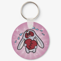 Broken Hearted Bunny with Pink Sunburst keychains
