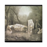 Broken Mayan idol at Copan, Guatemala Fridge Magnets