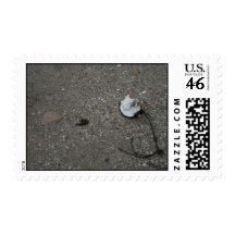Broken net float on beach postage stamp