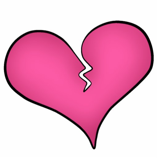 Broken pink heart anti Valentine's day Cut Out | Zazzle