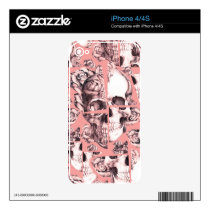 Broken up, fractured images of rose skull in coral skins
