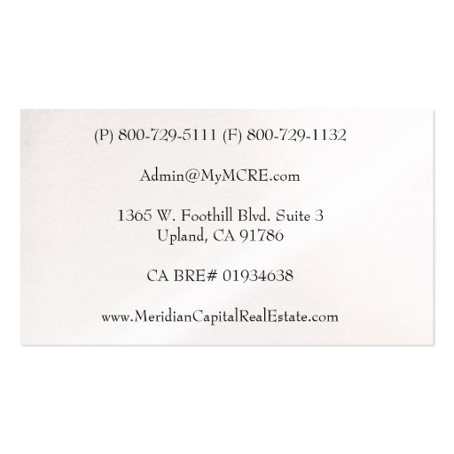 Brokerage Agent Business Card Pearl Finish (back side)