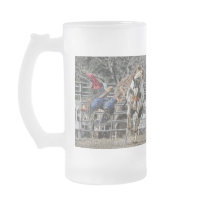 Bronco Rider Frosted Stein Coffee Mug