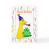 Brontosaurus Dinosaur Birthday Party Celebration Card